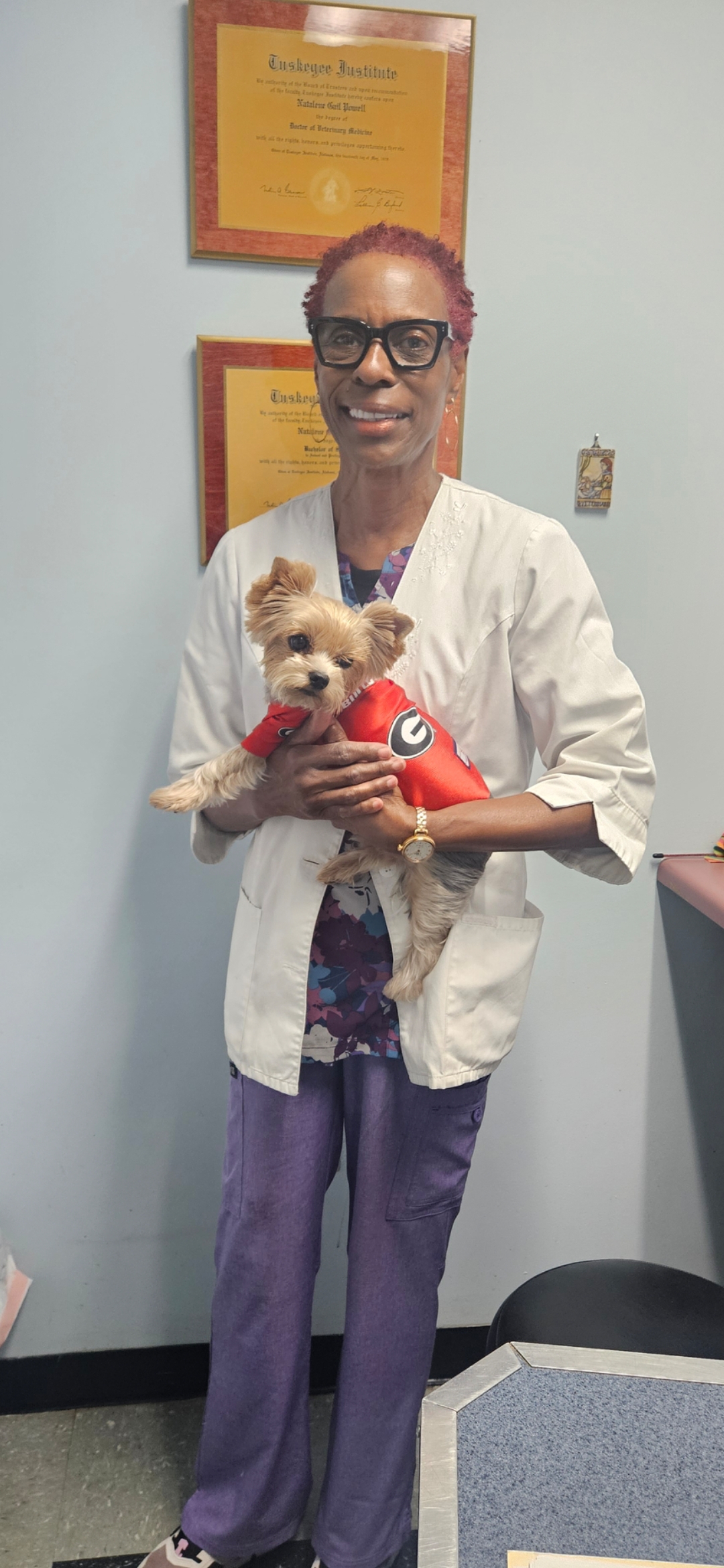 Dr. Powell-Johnson with Yorkie patient
